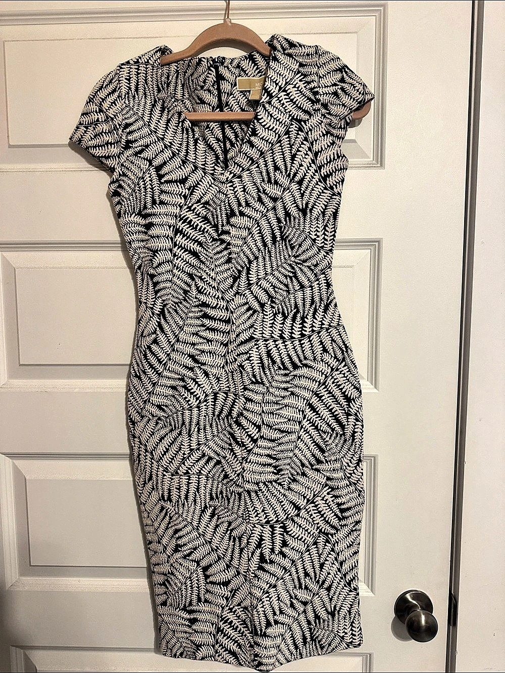 Michael Kors Abstract Midi Dress Black & White Size XS NWT